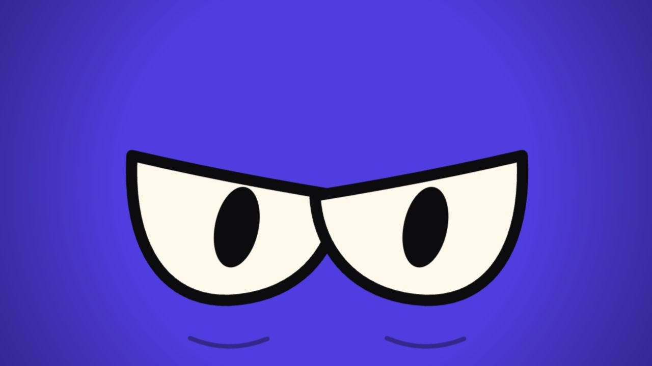 Sly's yellow side-looking retro eyes