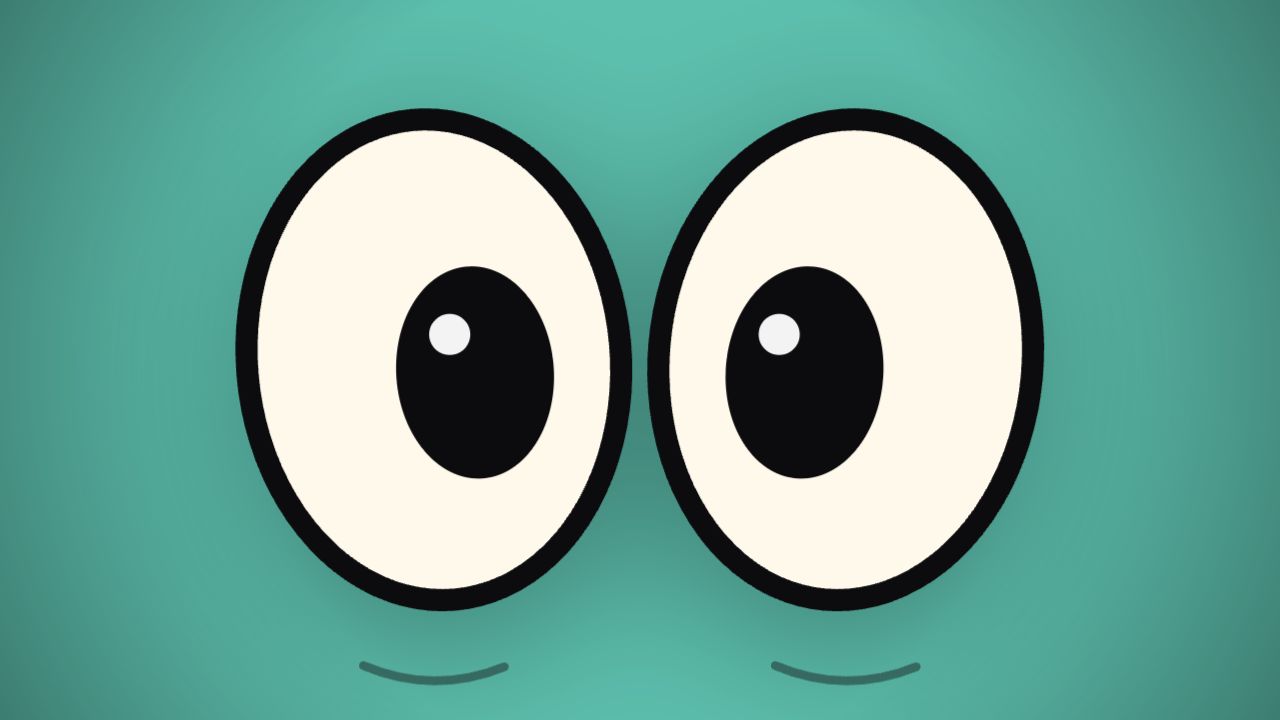Wide, a pair of bold animated retro eyes